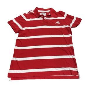 Aeropostale 1987 Polo Shirt Mens XL Red White Stripe Rugby Y2K Casual Preppy